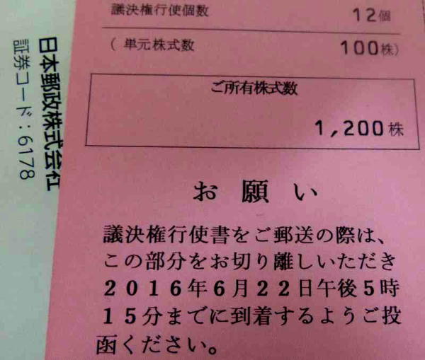 日本郵政株１２００